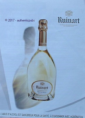 ADVERTISEMENT RUINART CHAMPAGNE BLANC DE BLANCS REIMS 2017 FRENCH AD ADVERT PUB