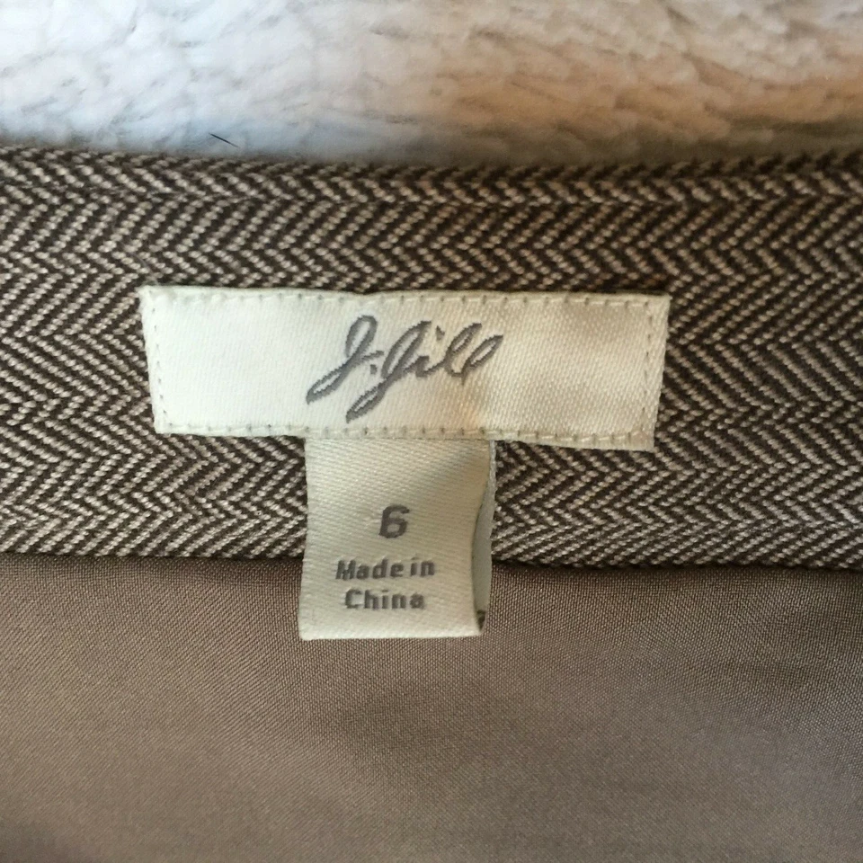 Falda midi asimétrica para mujer J.Jill tweed retazos línea A talla 6 verde oliva Foto 3 de 4