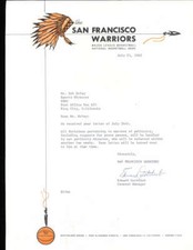 1962 San Francisco Warriors Edward Gottlieb (HOF) General Manager signed letter 