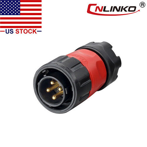 CNLINKO 4 Pin Power Circular Connector Male Plug Outdoor Waterproof IP67 M20 - Afbeelding 1 van 5