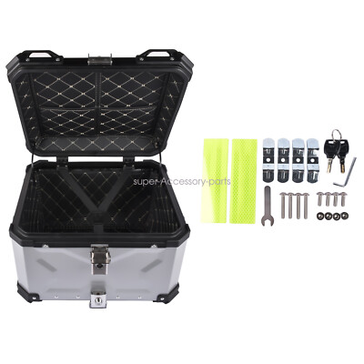 Universal Motorrad TopBox Gepäckkoffer Silber Alloy Tail Carrier Kofferraum 55L