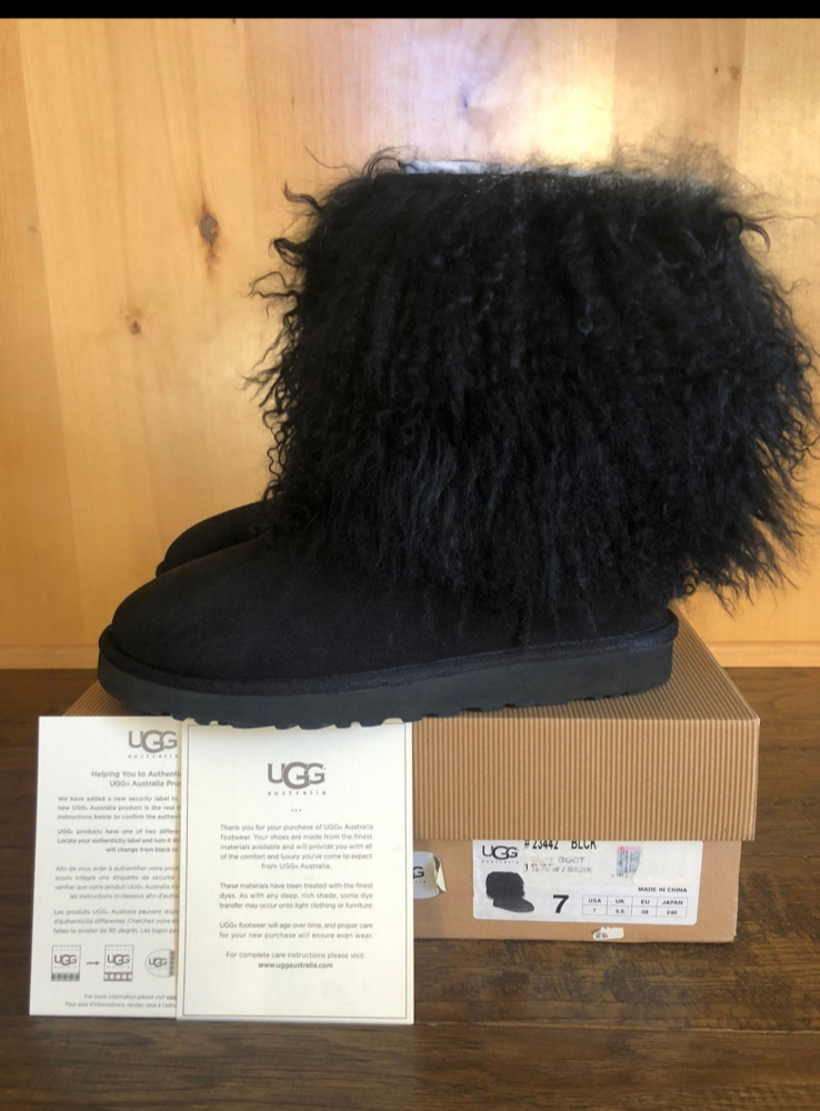 Mongolian Fur Short Sheepskin Cuff Boot Ugg Australia Sheepskin