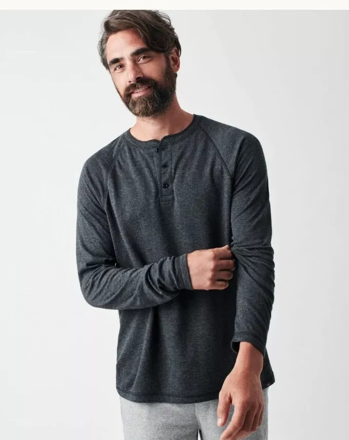 Crew neck henley long cheap sleeve