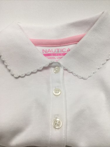 Nautica girls Short Sleeve School Uniform Polo Shirt, White, Size Small 4 - Picture 5 of 5