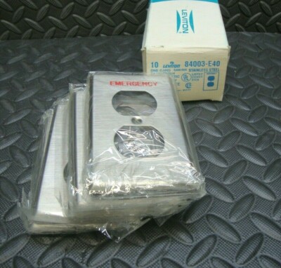 10 Lot NEW Leviton 84003-E40 Stainless Steel Emergency Outlet Wall Plate
