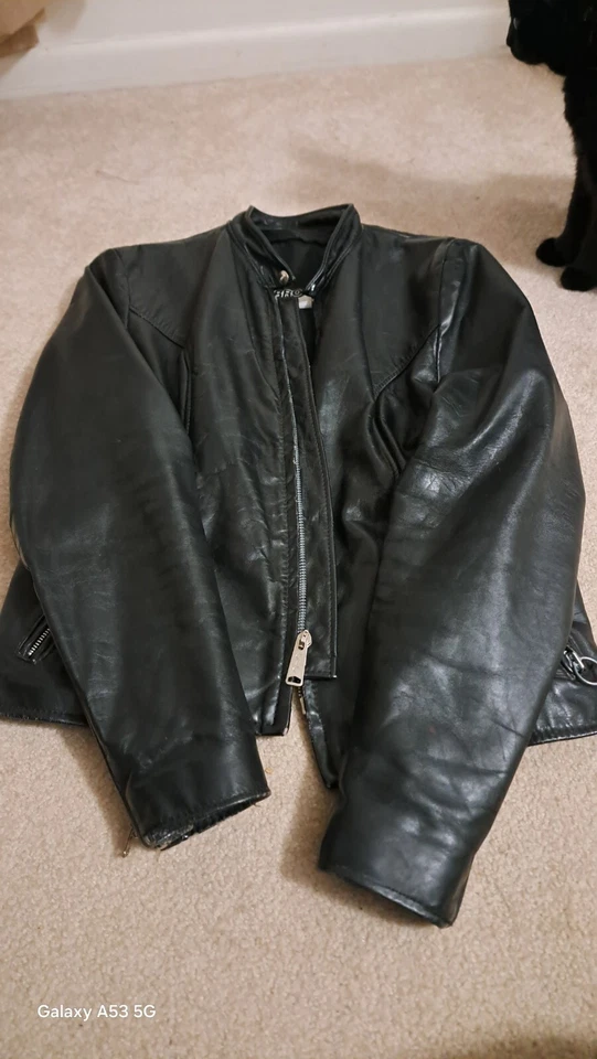 Chaqueta de moto Brooks de cuero negra Foto 4 de 4