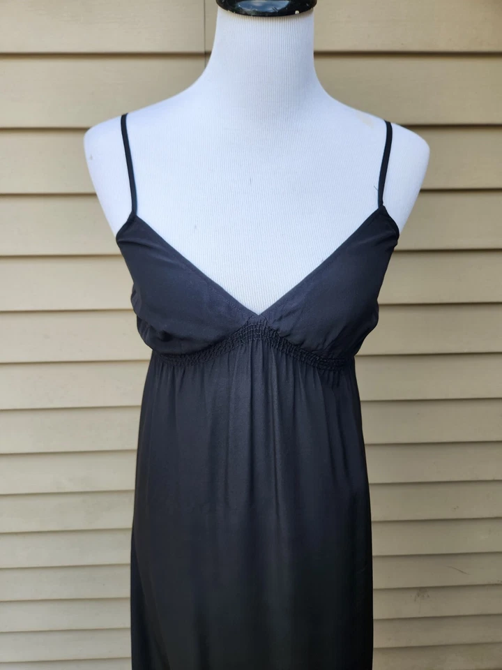 Maxi vestido sin mangas 12th Street Cynthia Vincent negro 100 % seda cuello en V P (XS) 61329 Foto 3 de 4