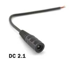 Female 5.5mm x 2.1mm DC Power Jack Plug Socket Wire Connector Cable CCTV Black