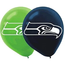 Amscan Seattle Seahawks Latex Balloons, 12" Pack of 6