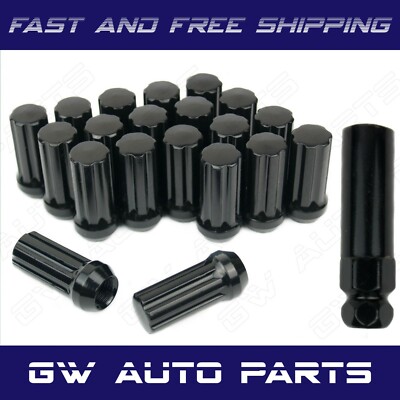 20 Spline Lug Nuts + Key 14x2 Black 2'' TALL Ford Superduty F250 F350 Navigator