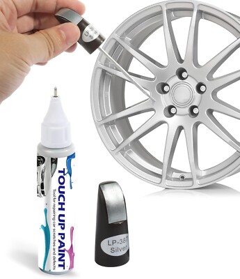 Silver Car Touch Up Paint Fill Pen Two-In-One Wheel Scratch Fix Rim Gloss Finish