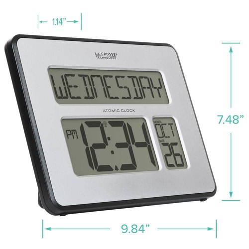 La Crosse Technology Wall Clocks 9.84"x7.48" Atomic Digital Glass Modern Silver - Picture 4 of 8