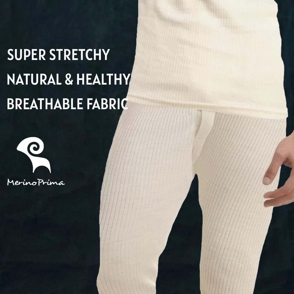 Conjunto de 2 piezas %100 lana merino - Johns largos y camisa manga larga - ropa interior de invierno Foto 3 de 4