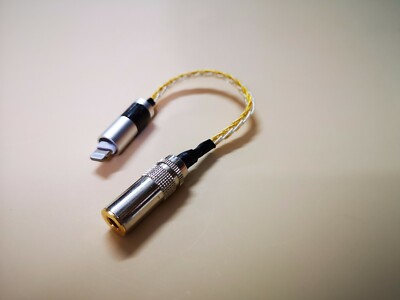  iphone lightning to 4.4mm TRRS Female Cable Adapter OCC Silver Gold 