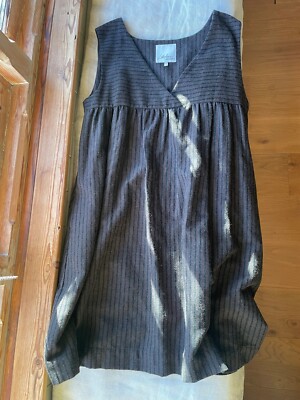 McVerdi linen-wool-cotton mix pinafore style top, brown and black