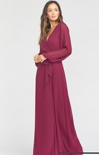 Show Me Your Mumu - Lady Long Sleeve Wrap Dress - Merlot Chiffon XXS