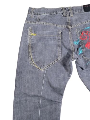 Vtg Y2K Red Ape Baggy Skater Grunge Jeans Mens 36x30 Embroidered Sacred Rare - Afbeelding 2 van 17
