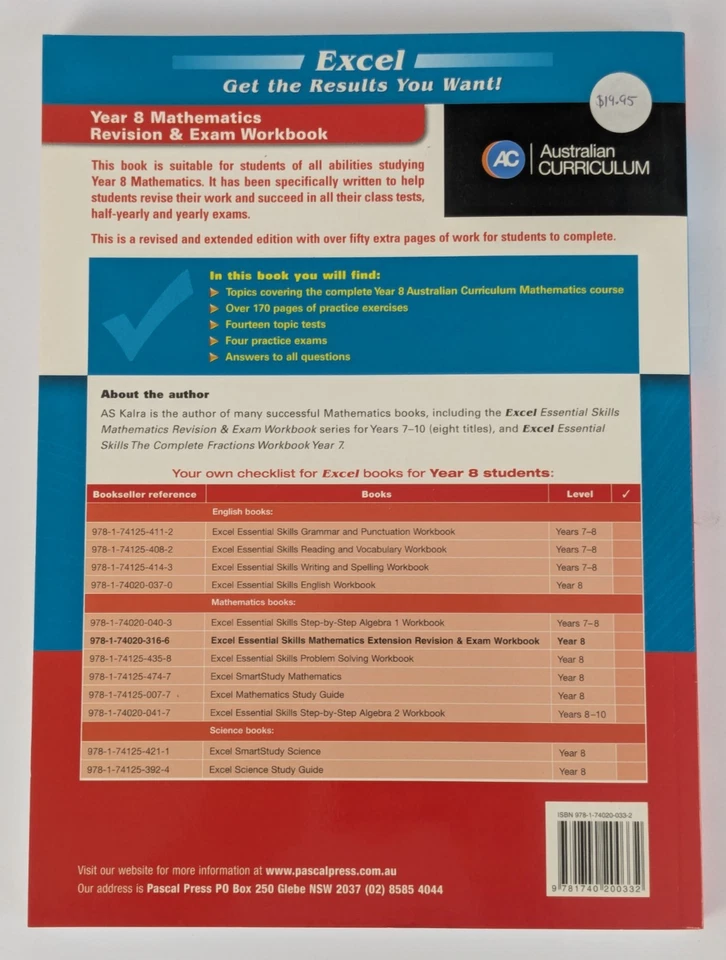 Excel Year 8 Maths Revision & Exam Workbook by A. S. Kalra (Paperback) 2002 - Image 3 of 4