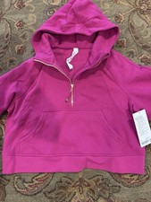 NWT Lululemon Scuba Oversized Half Zip Hoodie Pullover Crop Berry Rumble M/L