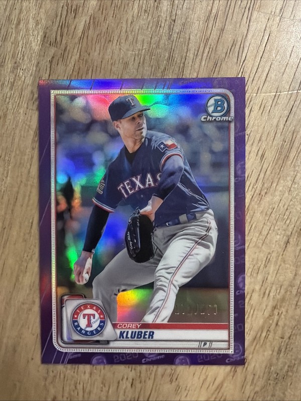 Corey Kluber 2020 Bowman Chrome #67 Purple Refractor /250 Texas Rangers