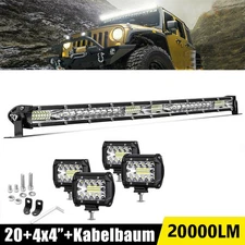 20inch 20000LM LED Light Bar Combo Spot Flood+4x4" Pods Truck Offroad Jeep SUV