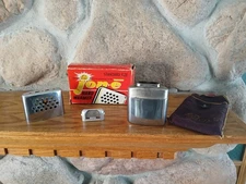 Aladdin JON-E hand Warmer Box,bag And Burner W/ Cigarettes Lighter Hole