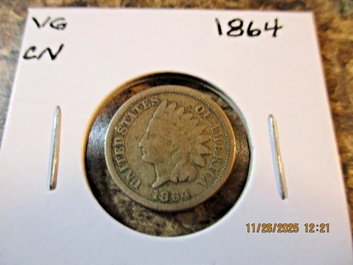 1864 COPPER NICKEL INDIAN CENT VERY GOOD   96