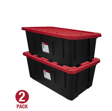 Pack of 2 Hyper Tough 40 Gallon Extra Large Storage Bin with Snap Lid, Black a
