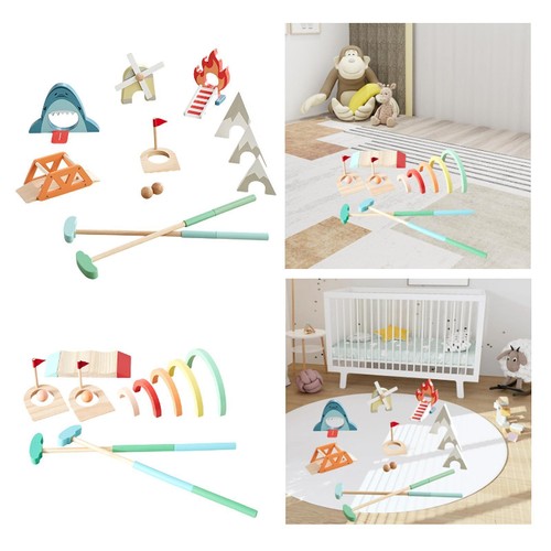 Holz Kinder Golfset Kreativer Spaß Aktivität Lernspielzeug Golfschläger Set Spielzeug - Bild 1 von 12