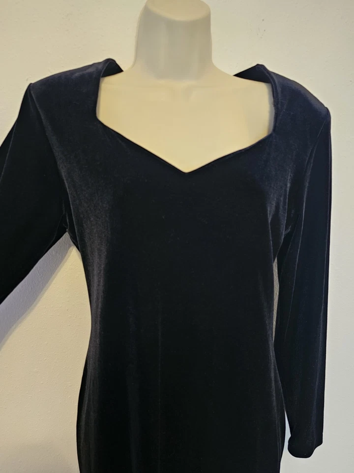 Vestido Negro Terciopelo Años 90 De Colección Amanda Smith Talla 12 P Mini Grunge Glam Whimsigoth Foto 4 de 4
