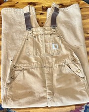 Carhartt Boys Youth YYR02 Brown Duck Quilt-Lined Bib Overall Double Knee size XL