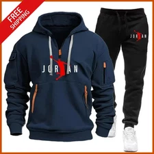 Men's Tracksuit Hoodie and Pants Jogging Bottoms 2Pcs Sweatpants Sportswear Set