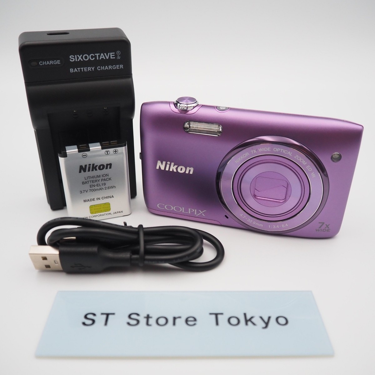 Near Mint] Nikon COOLPIX S3500 Purple 20.0MP Digital Camera w