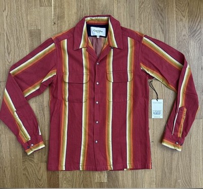Corridor Big Energy Stripe Hot Rod XS NWT Snap Lightweight Denim Shirt Bold Red