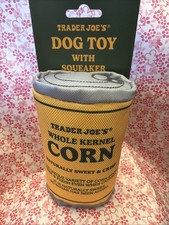 New 2025 Trader Joe's DOG TOY Limited Edition Squeaker Can of Corn 6"x4"