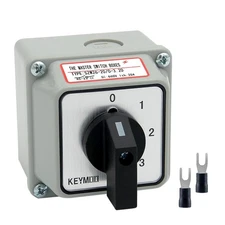 KEYMOO 20A Black Rotary Changeover Switch with Box, 660V 4 Position 2 Poles 8