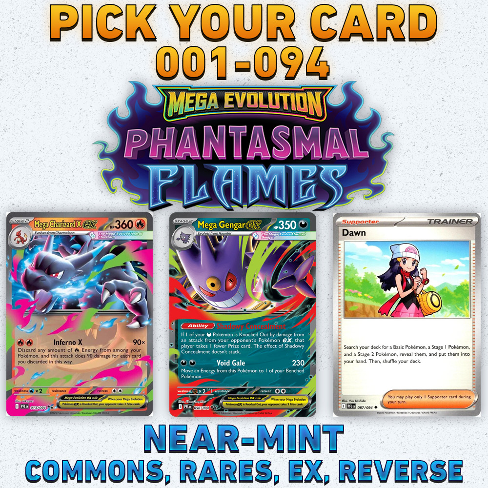 Pokemon ME02: Phantasmal Flames - Choose Your Card! - Common, Holo, Reverse, ex