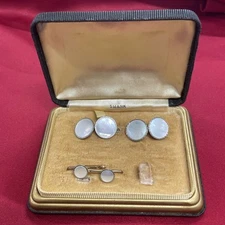 Vintage Swank 1/40 Platinum Filled Tuxedo Shirt Set Cufflinks & Shirt Studs