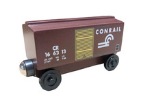 Wooden Whittle Shortline Railroad 3" Conrail Yellow Door Boxcar Train Box Car