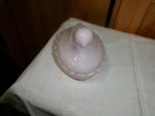 Vintage Fenton Pink Iridescent Glass Hen on Nest Chicken Dish Carnival Glass