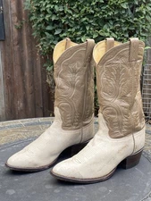 Vintage Tony Lama Western Cowboy Boots Exotic Leather Mens Size 11.5 D USA Made