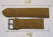 24 mm Classic Genuine Leather Watch Black Band Strap, silver color buckle