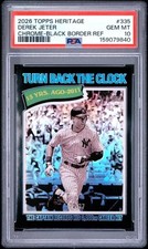 2026 Topps Heritage Derek Jeter Chrome Black Turn Back The Clock /77 PSA 10 POP1