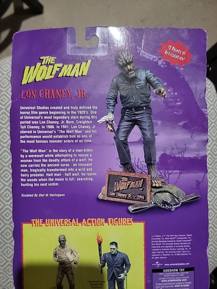 Figura de 10" nueva sellada Lon Chaney Wolf Man Serie 1 Universal Monster 1998 Foto 3 de 4