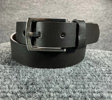 Men  s Genuine Leather Belt Black Classic Buckle Medium B7002 Made in India