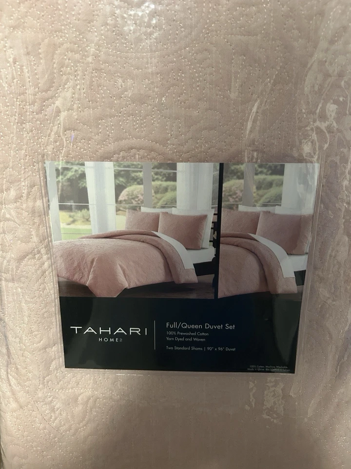 NWT Tahari Homes Pink Quilted Duvet Cover & 2 Shams Full/Queen - Image 2 of 3