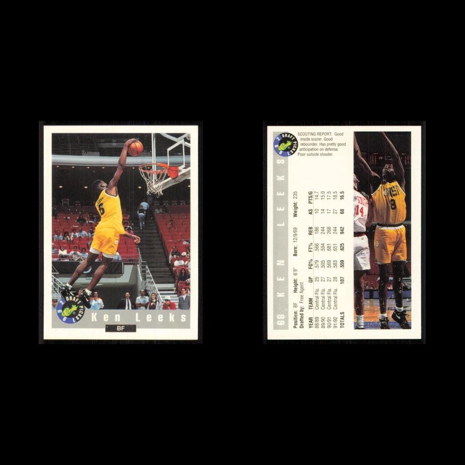 Ken Leeks #66 1992 Classic Draft Central Florida Knights Basketball Card NBA NM - Image 3 of 3