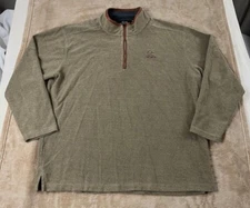 Ducks Unlimited Sweater Mens 2XL Qtr Zip Tan Pullover Leather Trim Long Sleeves