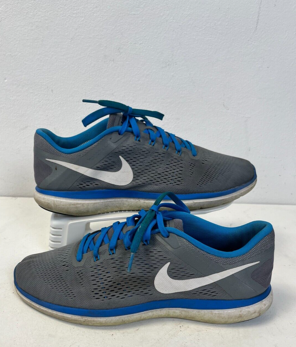 Nike Mens Flex 2016 RN 830369-004 Gray Blue Running Shoes Lace Up