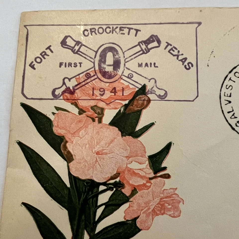 Fort Crockett Texas 1941 primera portada de correo Oleander Festival Galveston Foto 2 de 4